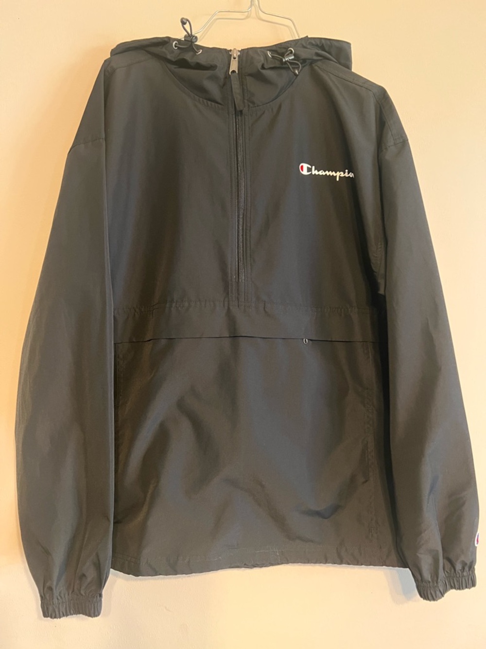 Champion Black Hooded Half-Zip Anorak Jacket waterproof